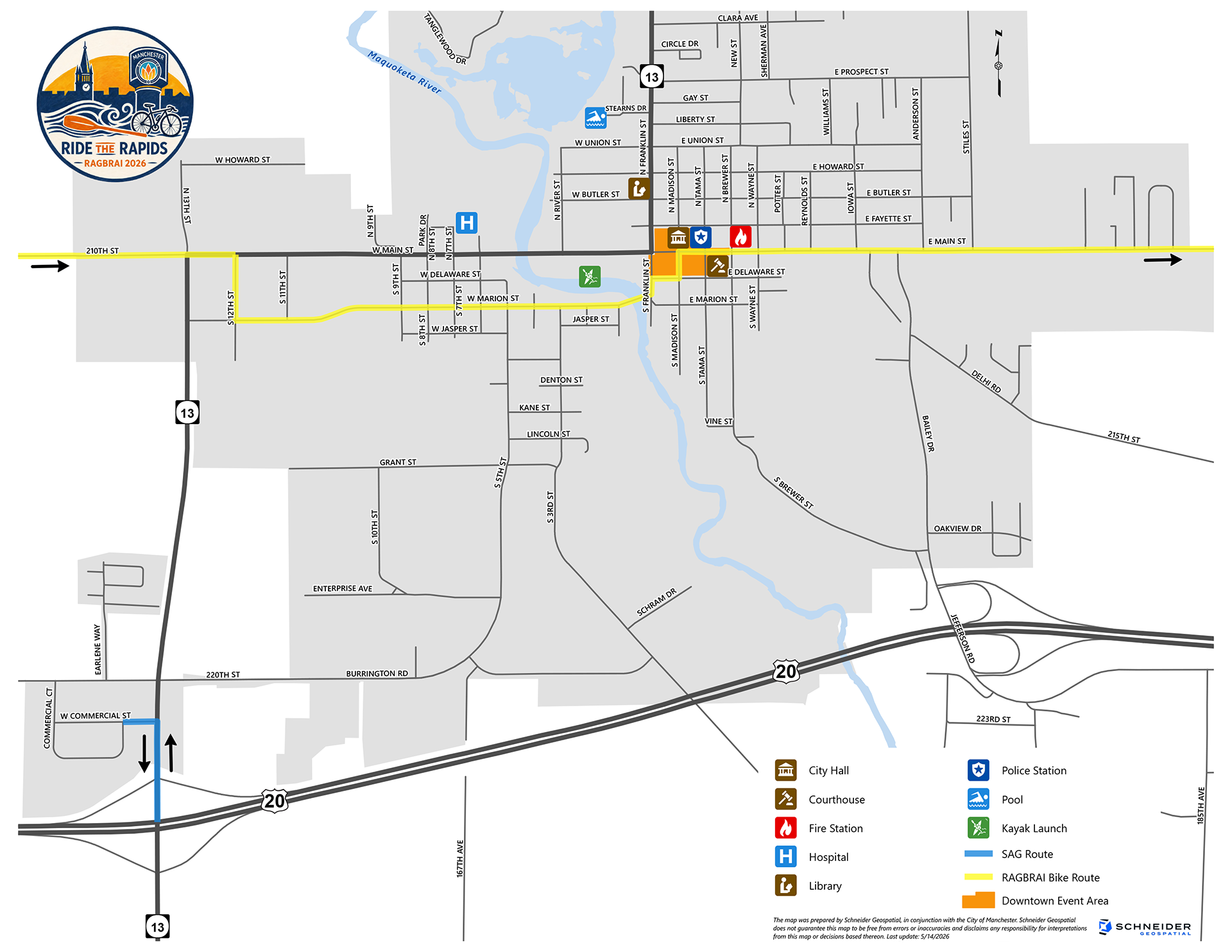 Official Manchester RAGBRAI 2026 route and vendor map