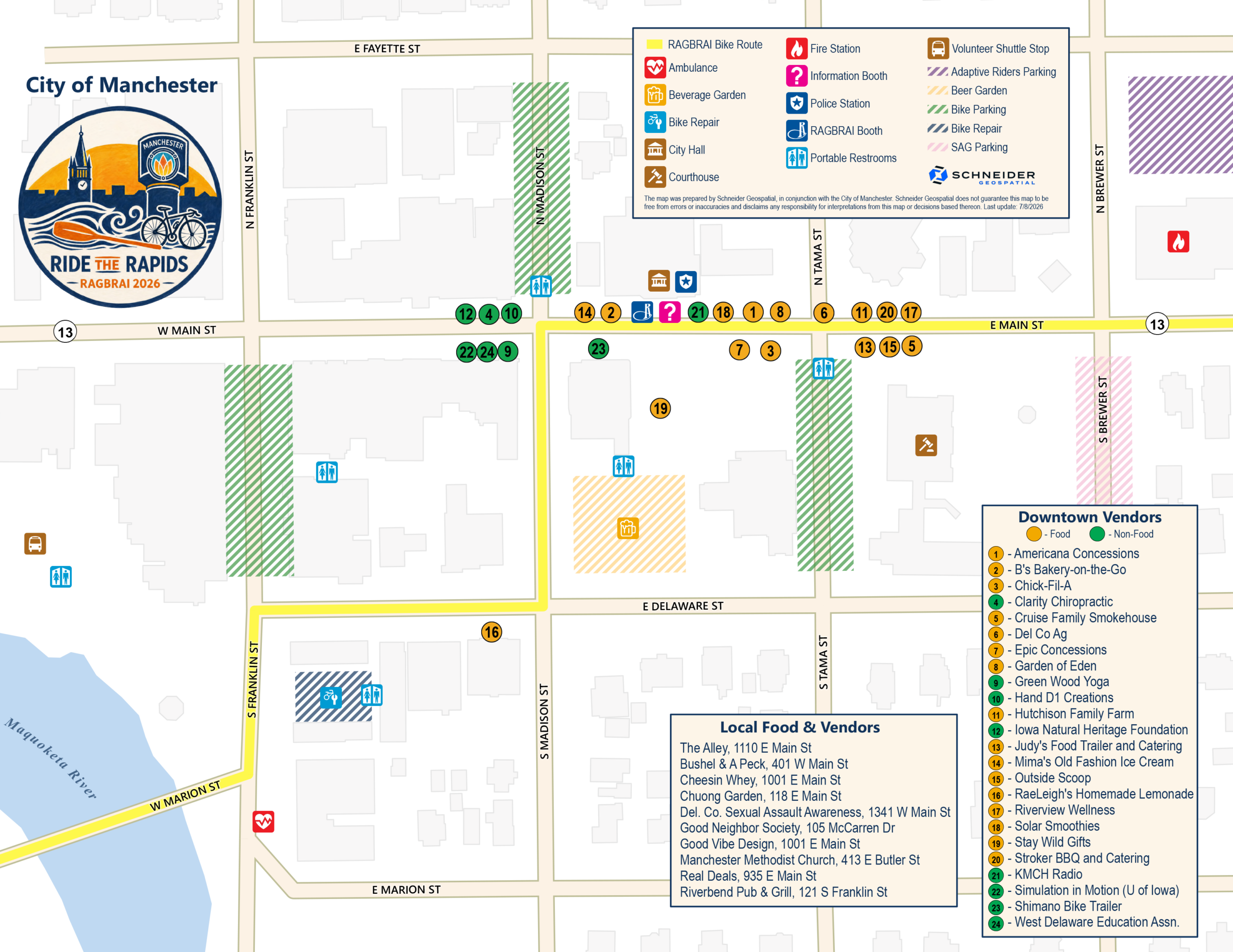Manchester RAGBRAI 2026 vendor map